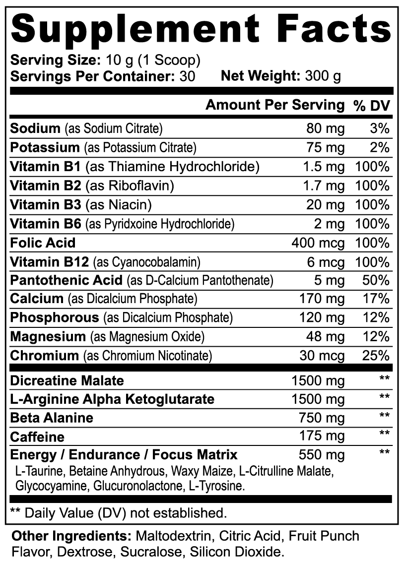 Nitric Shock Pre-Workout Powder - Fruit Punch